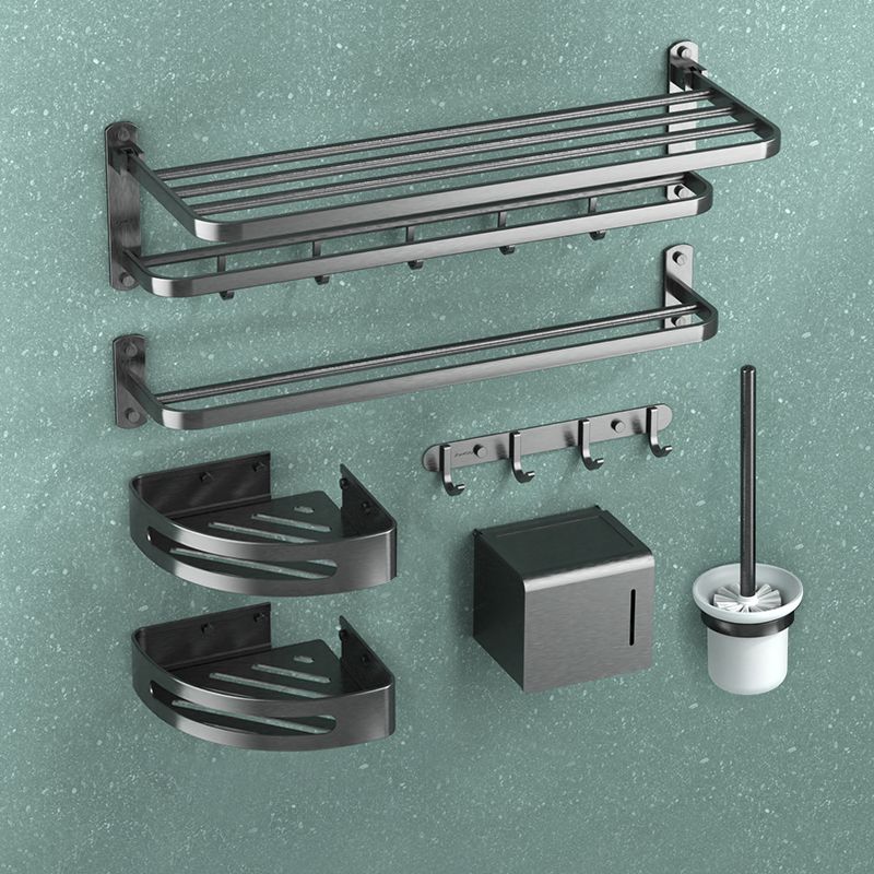 7-Piece Modern Bathroom Accessory Set with Bathe Shelf/Towel Bar/Paper Holder & Robe Hook