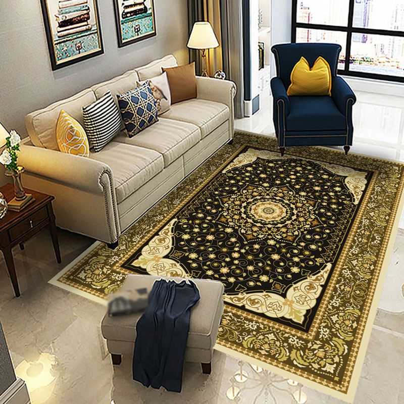 Brown Moroccan Rug Polyester Graphic Indoor Rug Non-Slip Backing Rug for Living Room
