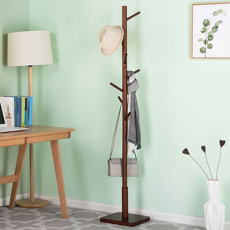 69" Tall Hall Tree with Hooks Hall Stand Modern Solid Wood Coat Hanger