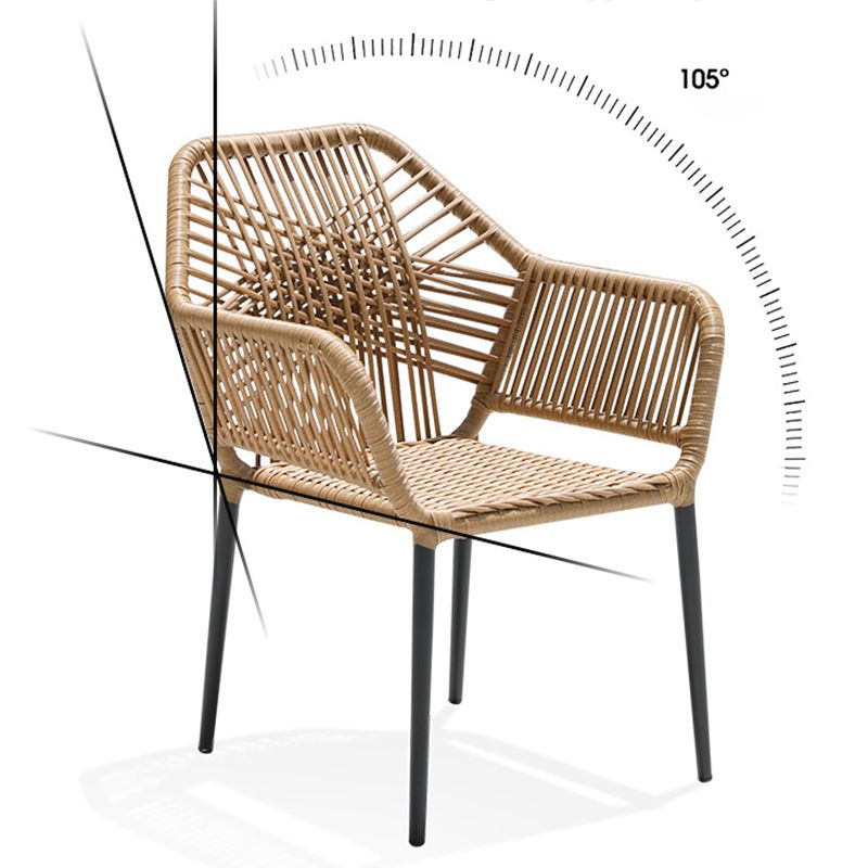 Tropical Stacking Dining Side Chair Woven Back Outdoor Bistro Chairs