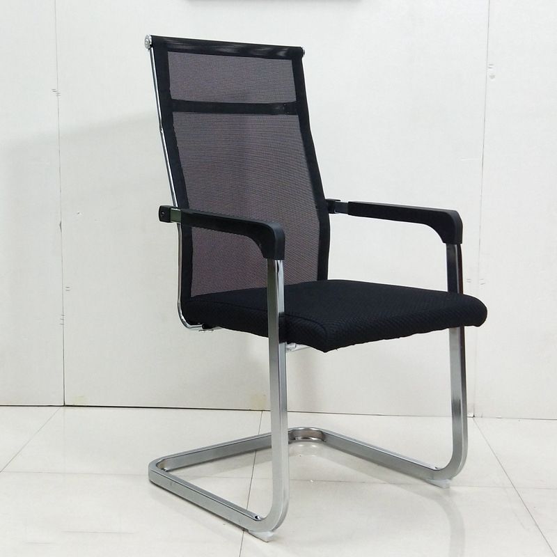 Contemporary Ergonomic Office Chair No Wheels Fixed Arms Task Chair