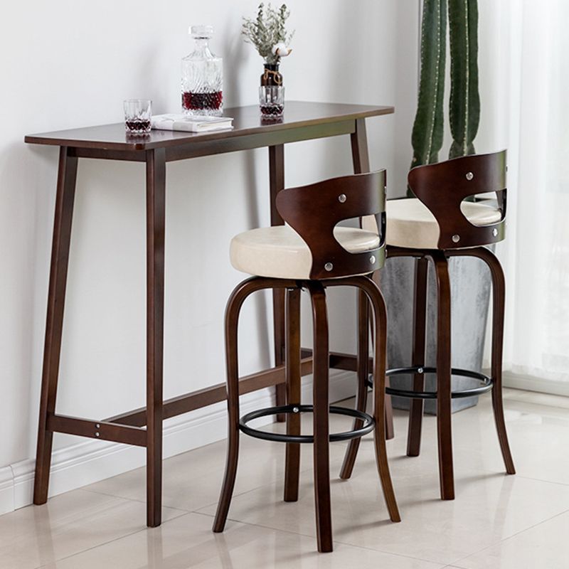 Contemporary Rectangle Bar Table Solid Wood Bistro Bar Desk with Footrest