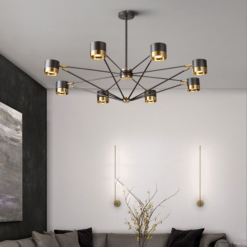 Cylindre postmoderne Chandelier Black Multi Light Chandelier Pendant pour salle à manger