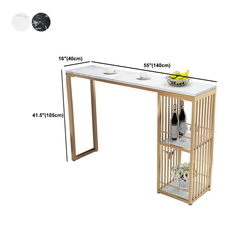 Contemporary Living Room Counter Height Table Storage Marble Bar Height Cocktail Table