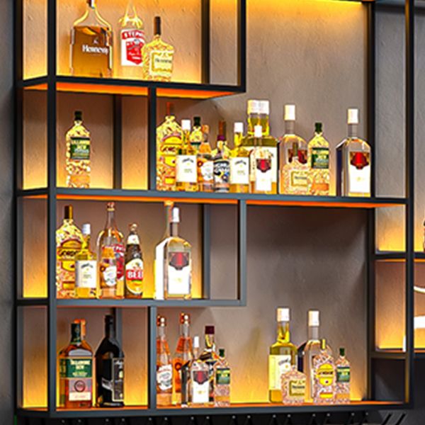 Wall Mounted Wine Rack Modern Metal Wine Bottle & Glass Rack for Bar