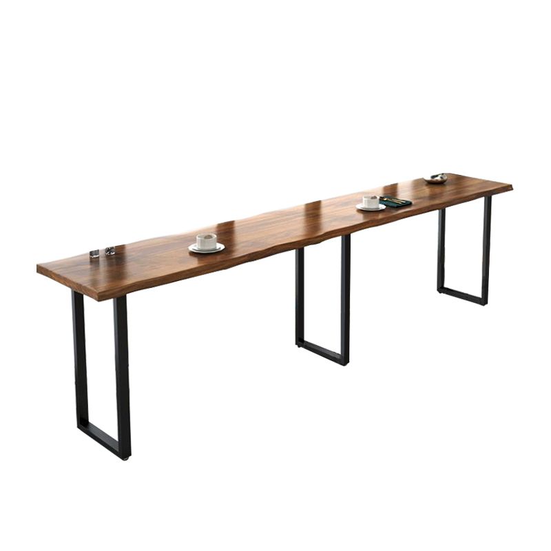 Pine Wood Bar Dining Table Industrial Bar Dining Table with Black Base