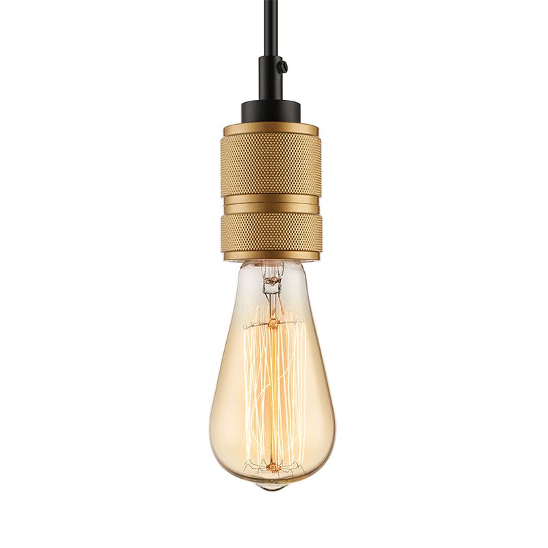 Retro Industrial Open Bulb Pendant Lighting 1 Head Iron Hanging Light Fixture with Adjustable Cord in Gold