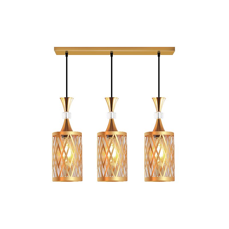 Gold Cutouts Hanging Light Fixture Modern Stylish Glass Pendant Lamp for Dining Room