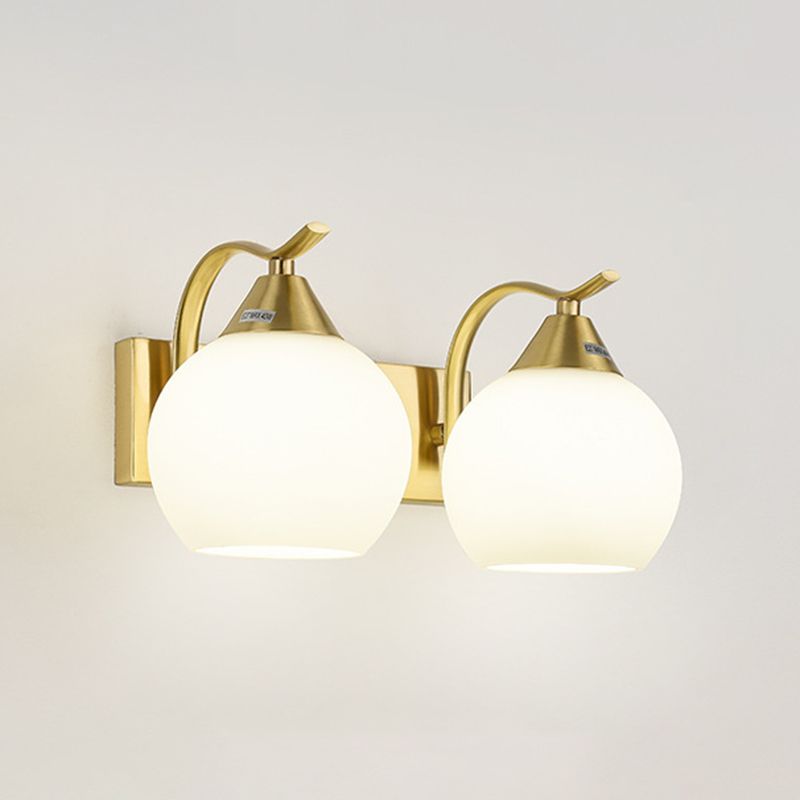 Modern Globe Vanity Wall Light Fixtures Glass Vanity Lights in Gold