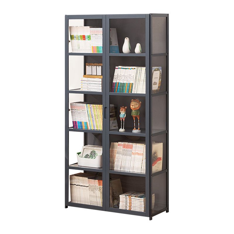 Modern Lacquered Accent Cabinet, Gray Rectangle Cabinet with Shelves