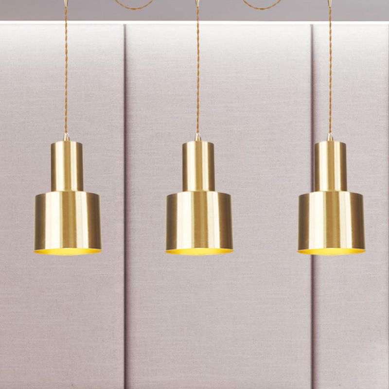 Metal Gold Finish Tandem Multi Ceiling Light Tube 3/5/7 Heads Industrial-Style Hanging Pendant Lamp