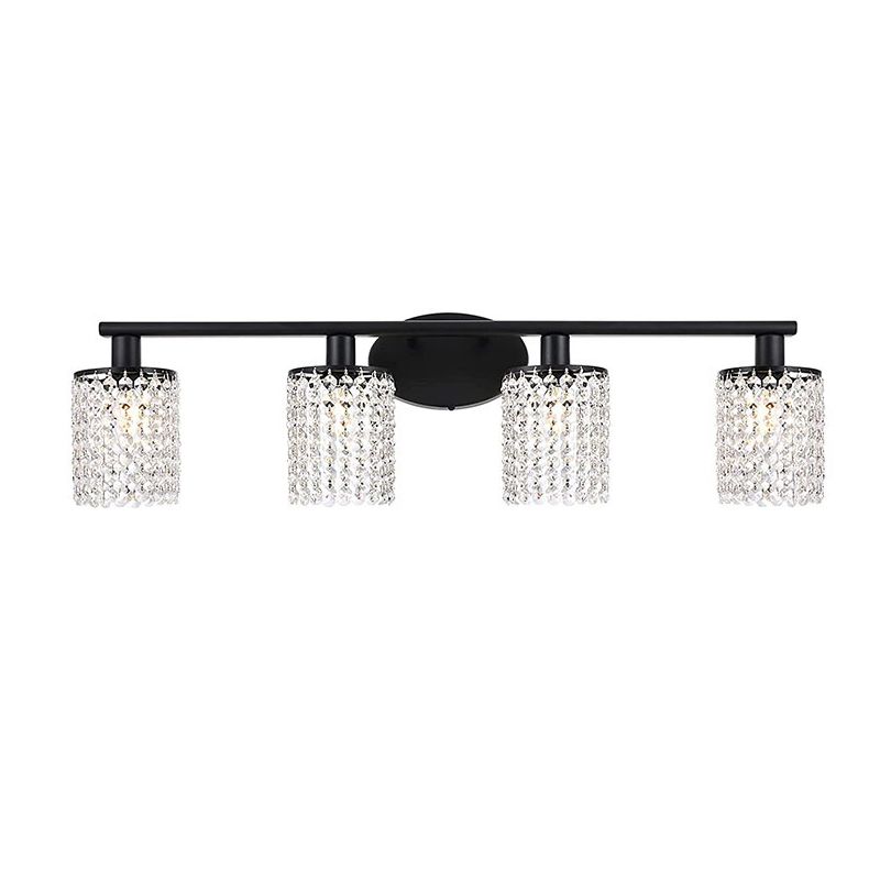 Black/Golden 2/3/4-Light Modern Bathroom Vanity Light Shaded Metallic Bath Bar