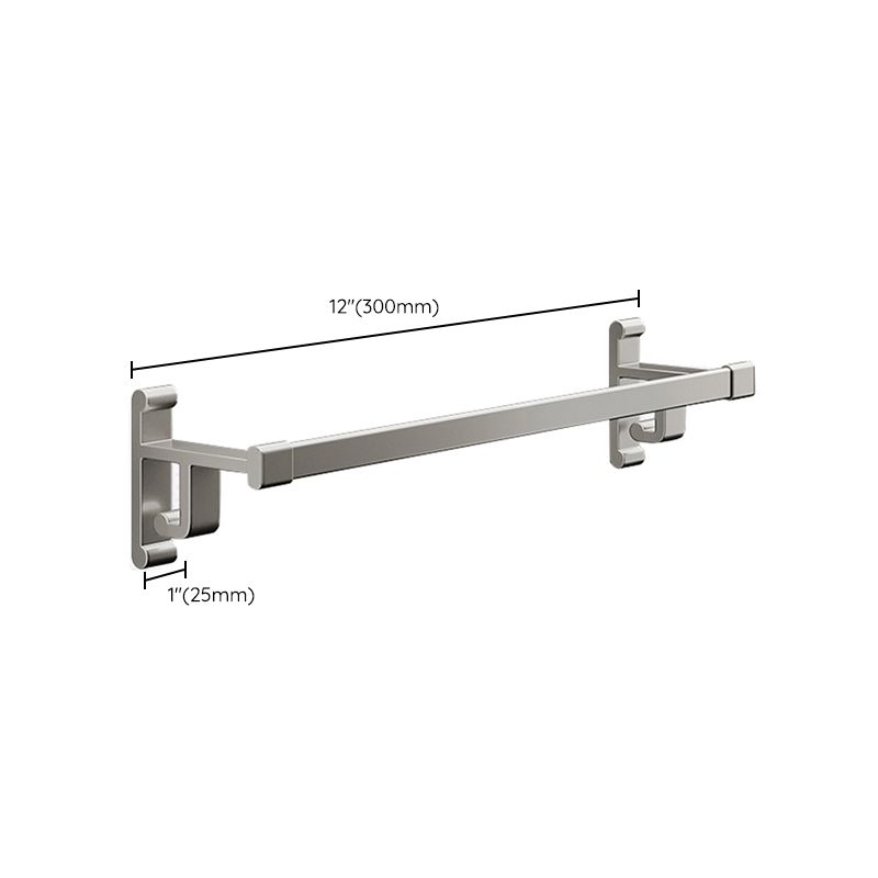 Gray Bathroom Accessory Set Contemporary Style Aluminum Towel Bar