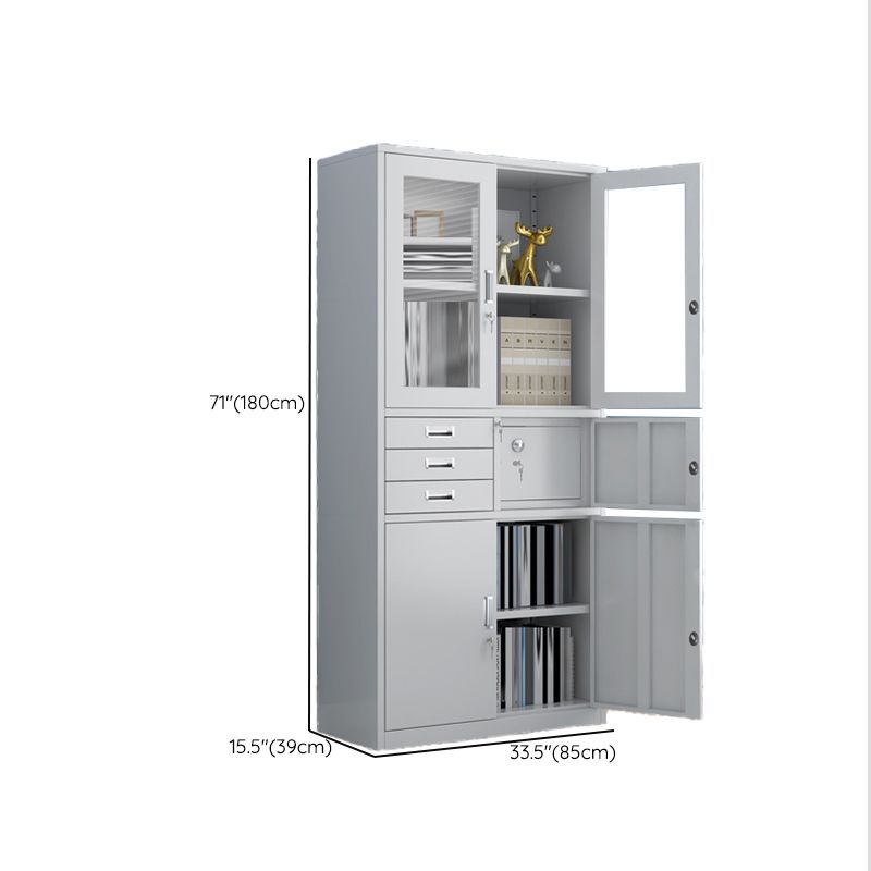 Modern Glass Cabinet Locking Drawers and Storage Shelves Filing Cabinet