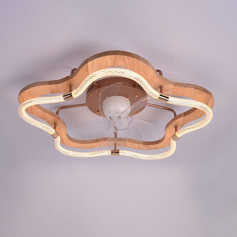 5-Blade Ceiling Fan Modernism Wood LED Fan with Light for Bedroom