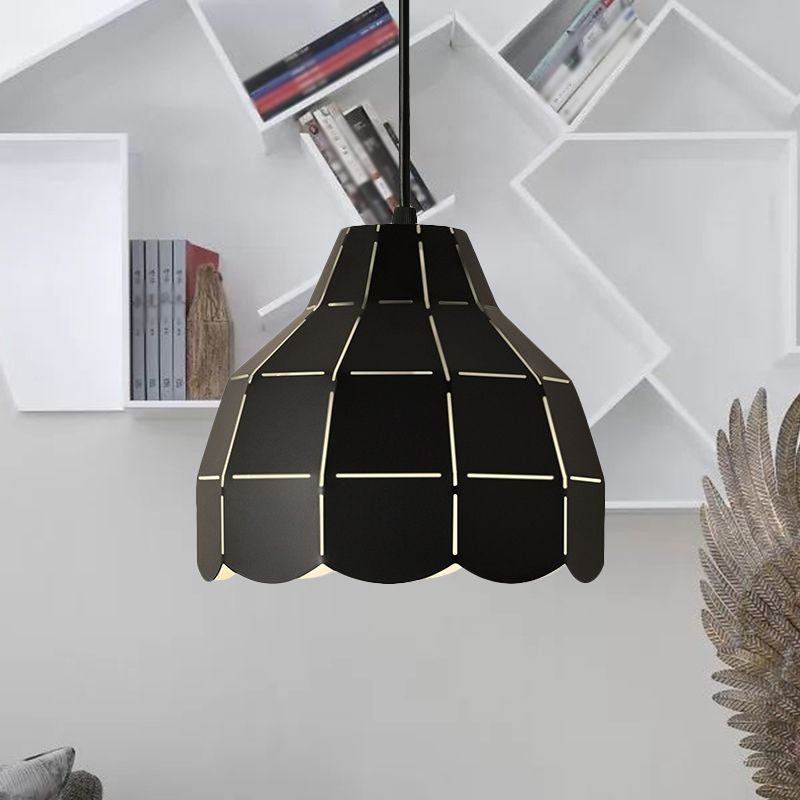 Black/Grey/White Dome Pendant Light One Bulb Nordic Style Metal Hanging Lamp for Dining Room