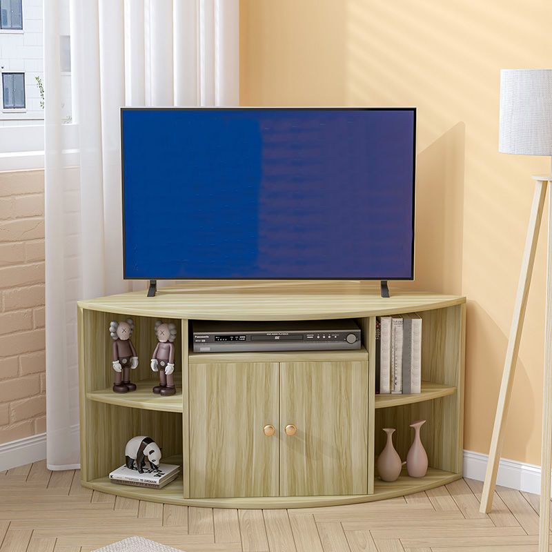 Contemporary Corner TV Stand Console Wooden TV Stand with 2 Doors