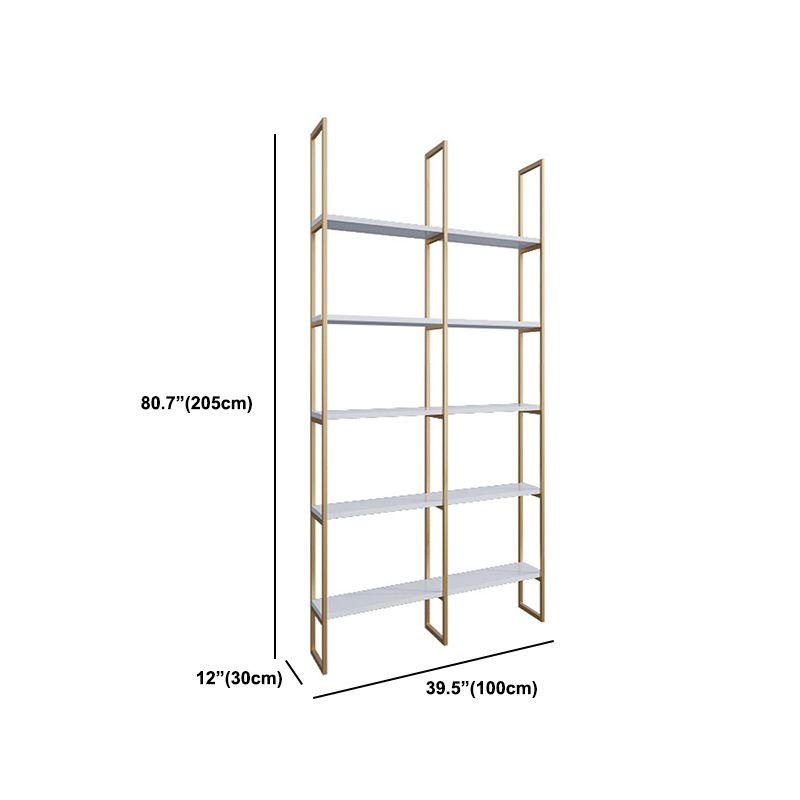 Engineered Wood and Metal Shelf Glam with Rectangular Shelves Book Shelf 12" Wide