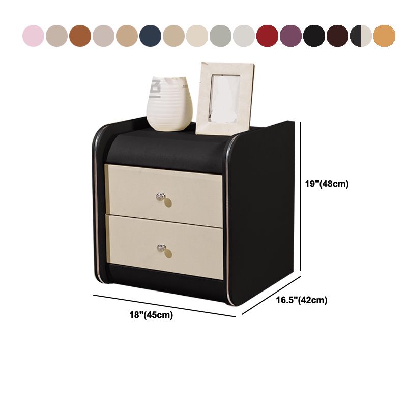 Rectangular 2 Drawers Nightstand Contemporary 18.9" H Night Table