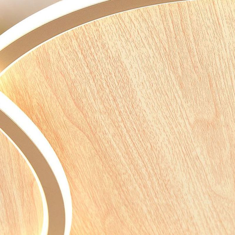 Circle Modern Style Flush Mount Wood 3-Light Ceiling Light for Living Room