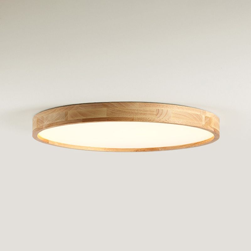 Modern Style Circle Shape Ceiling Lamp Wood 1 Light Ceiling Lighting for Dining Room