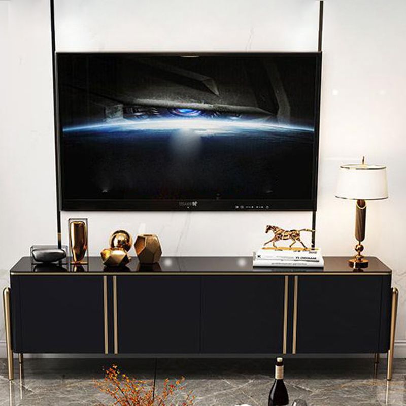 Glam Style TV Console Stainless Steel Legs TV Stand with 2 Cabinets