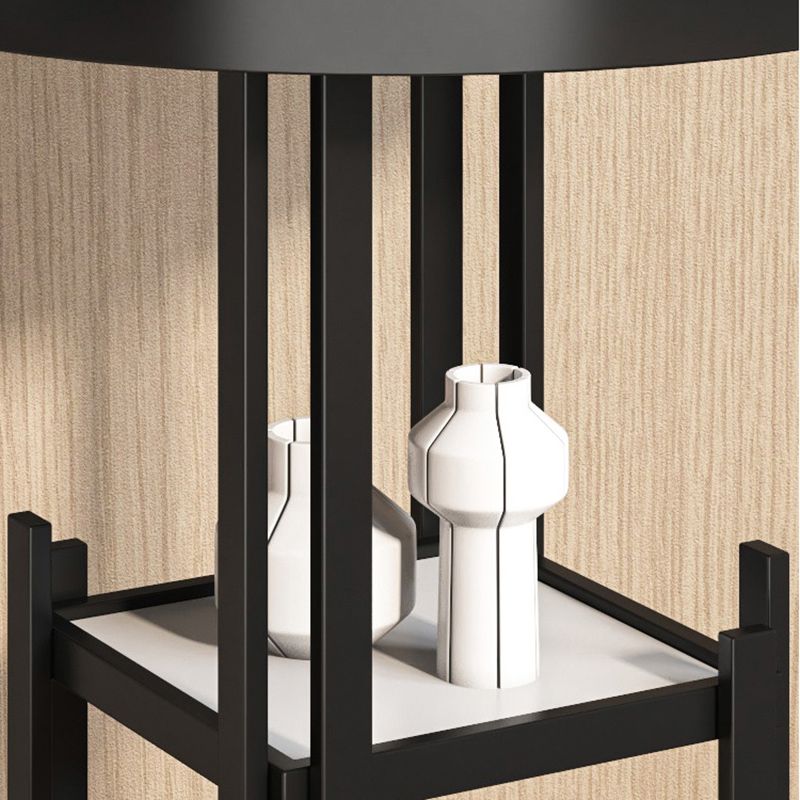 Modern Open Storage Nightstand Stone Top 2-Shelf 22 Inch H Night Table