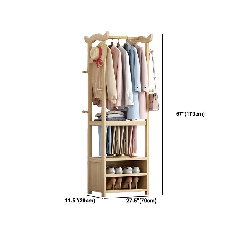 Entryway Kit Hall Tree Drawer Hooks in Burlywood Engineered Wood Coat Hanger