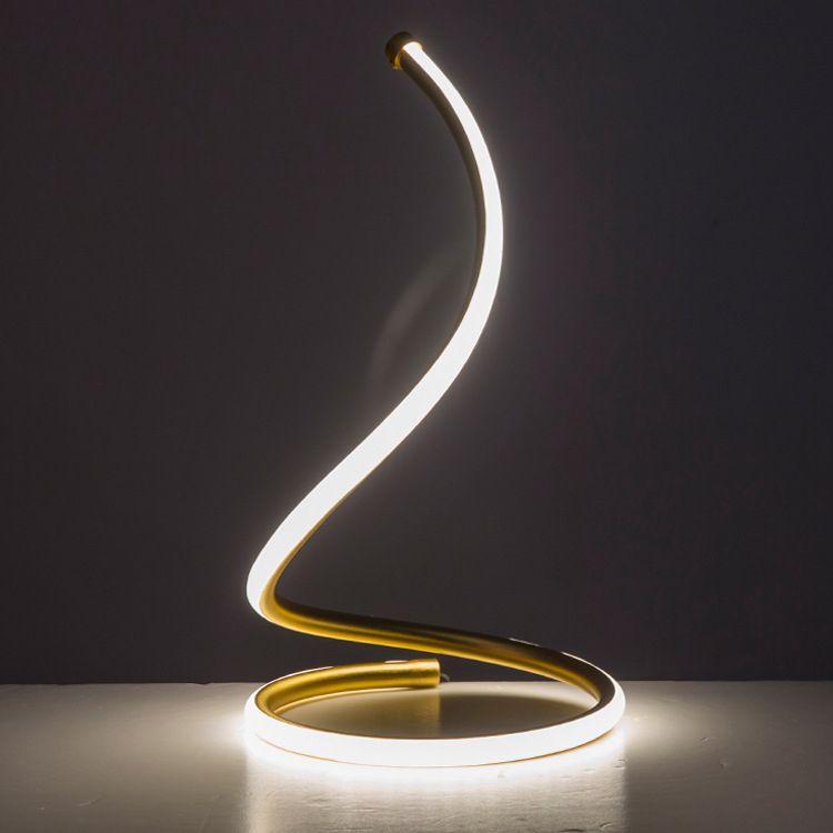 1-Light Curved Table Light Contemporary Metal Nightstand Lamps for Bedroom