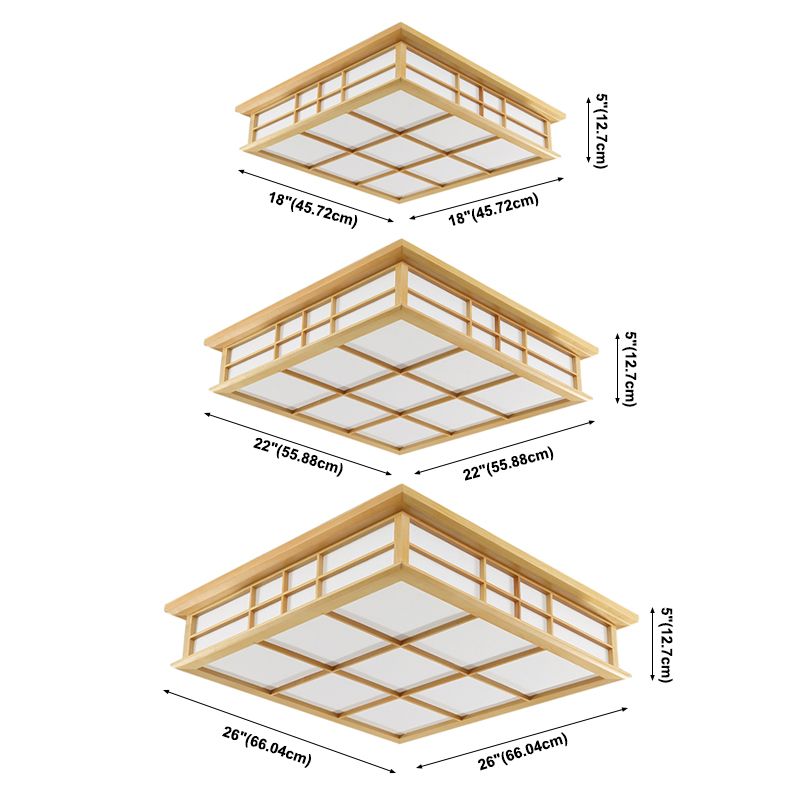 Square Flush Mount Lighting Fixtures Modern Beige Flush Montaggio Lampada con Acrilico Shade