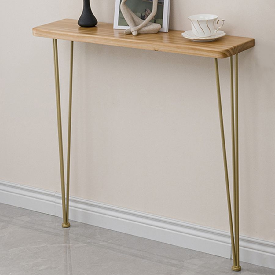 Rectangle Solid Wood Console Table 31.49" High Accent Table with Iron Frame