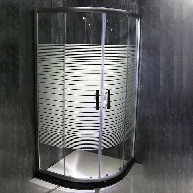 Stainless Steel Shower Kit Striped Tempered Glass Shower Kit