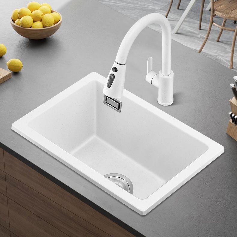 Kitchen Ceramic Sink White Pull-out Faucet Anti-spill Rectangular Sink