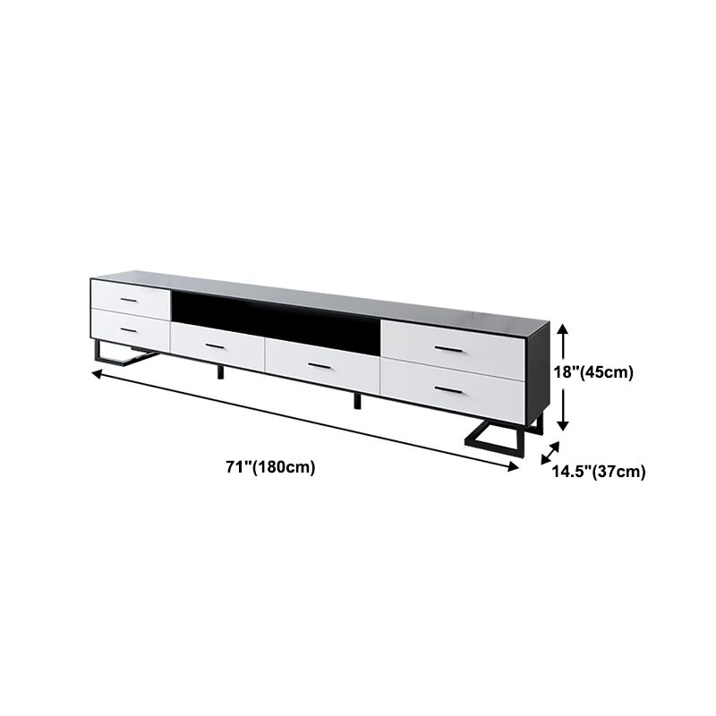 Wood and Metal TV Cabinet Modern Minimalist Home Open TV Stand Console