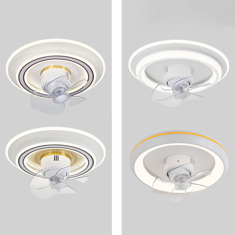 Nordic Round Fan Lamp Metal Bedroom LED Semi Flush Light with Swirlable Head