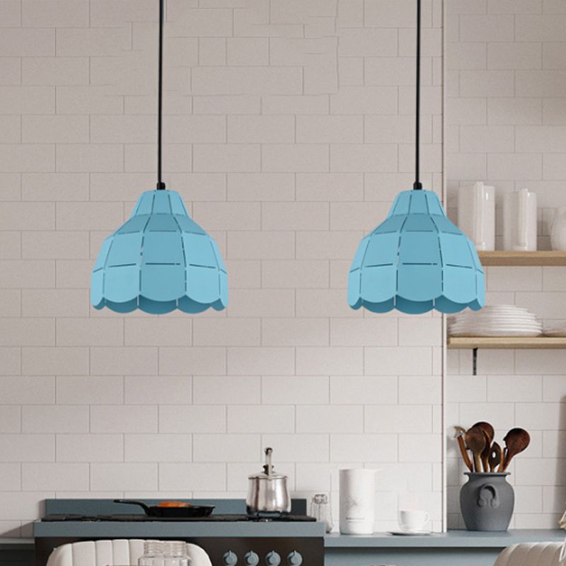 Pinage rose / blanc / noir Dome Plafond Pendant Light Modernisme 1 Métal léger Kit de lampe suspendue