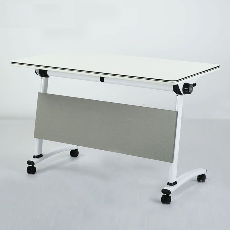 Wooden Contemporary Office Desk Rectangular Writing Desk with Caster Wheels