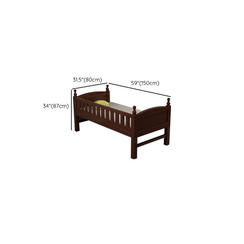 Traditional Nursery Crib Espresso Wood Nursery Bed with Guardrail