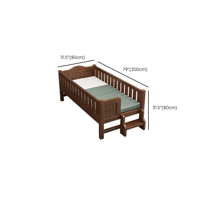 Traditional Nursery Crib in Brown Solid Wood with Guardrail Arched Crib