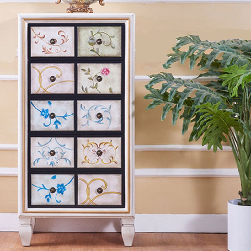 Traditional Dresser Bedroom Solid Wood Storage Chest in White and Brown