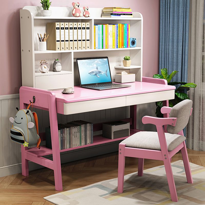 Solid Wood Study Desk Desk with Drawer with Storage Shelves Multifunctional Lifting