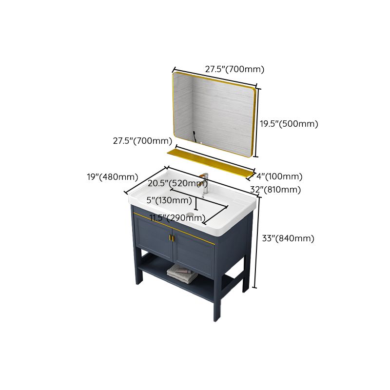 Metal Glam Bathroom Vanity Set Freestanding Single-Sink Bath Vanity