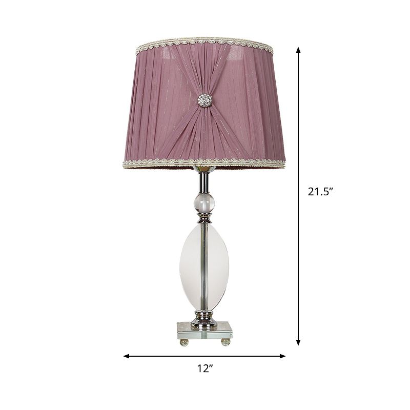 K9 Crystal Barrel Night Light Minimalism 1 Head Table Lamp in Purple with Faux-Braided Detailing