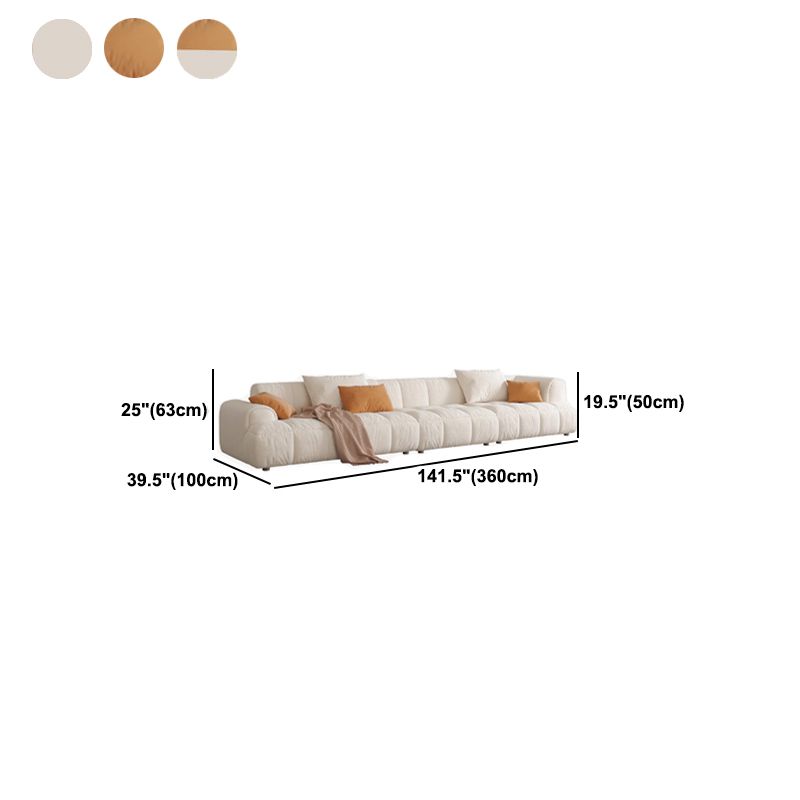 Nordic Style Sectional Sponge Padded Flannelette in Off-white/orange/orange-white Sofa