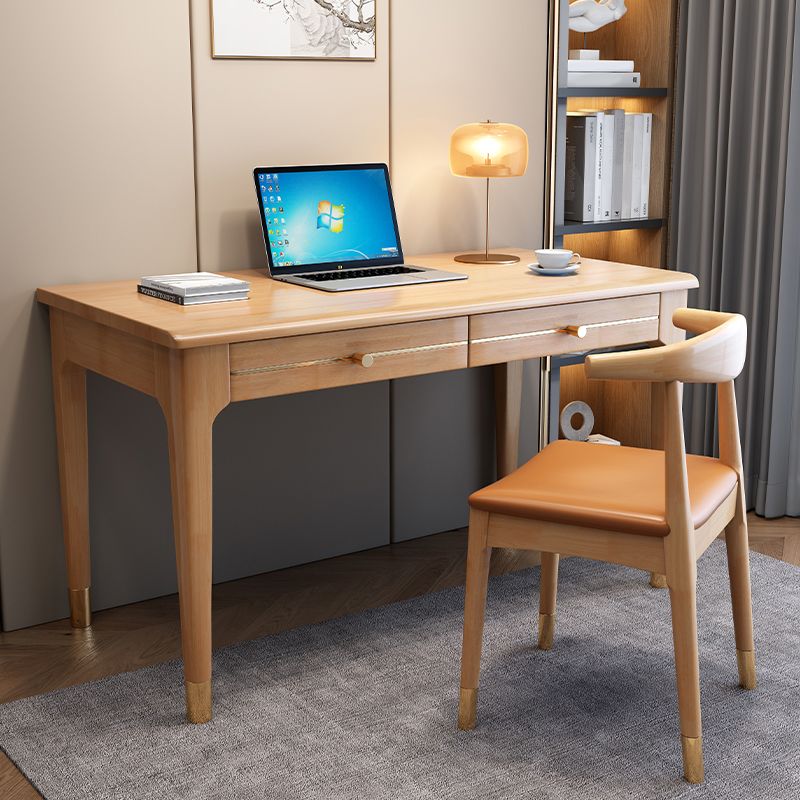 Glam Style Solid Wood Computer Desk Parsons Base Office Desk with Drawer