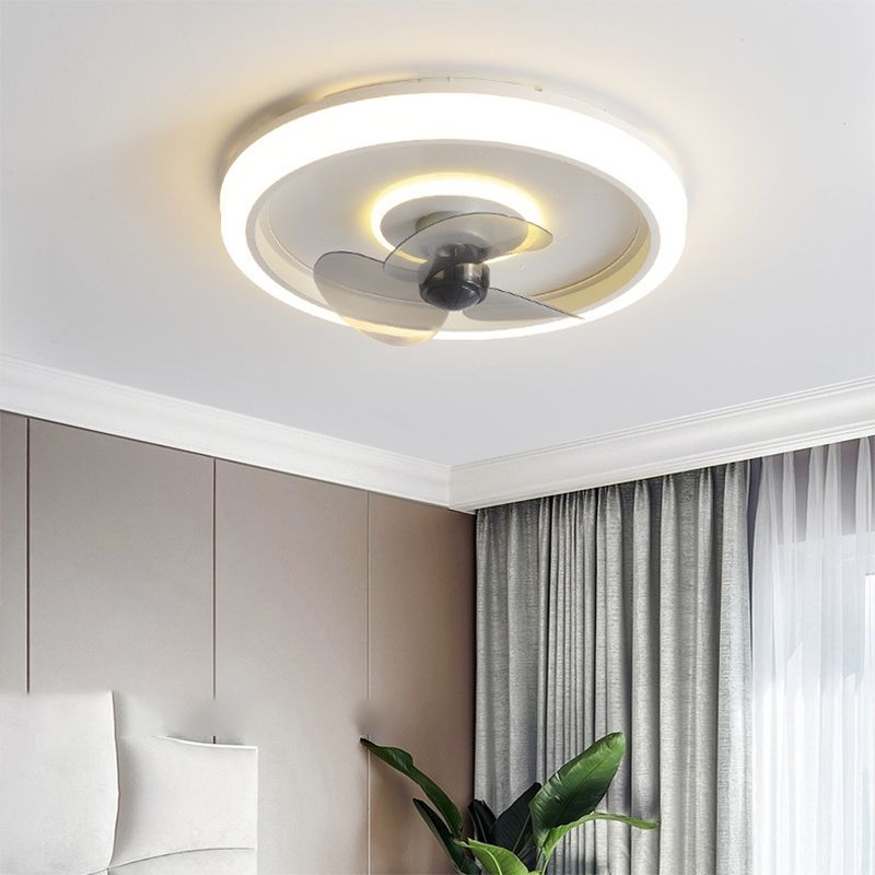 Round Shape Metal Ceiling Fan Modern Style 2 Lights Ceiling Fan Lamp