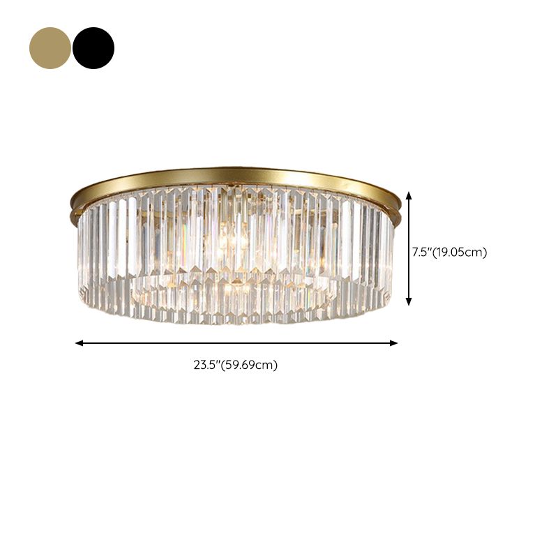 Modern Drum Ceiling Light Crystal Multiple-Light Flush Ceiling Lights