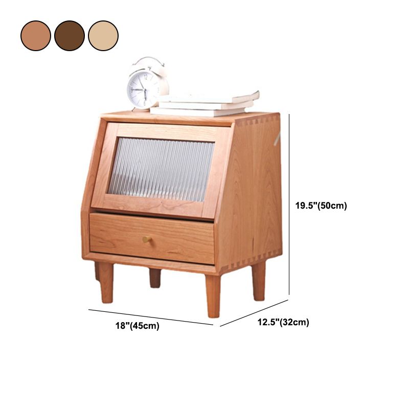 Modern Solid Wood Night Table Drawer Storage Bed Nightstand with Legs