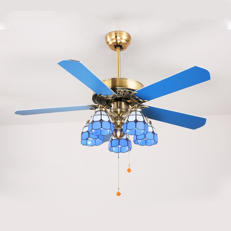 Mediterranean Style Ceiling Fan Lamp Circle Shape Ceiling Fan Light for Bedroom