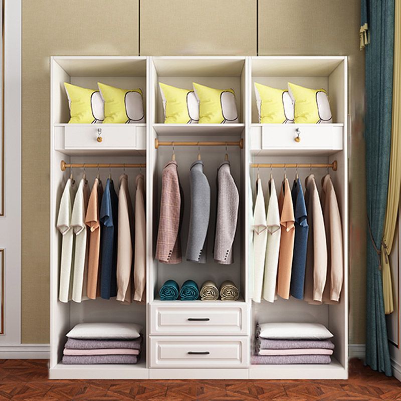 Manufactured Wood Bedroom Armoire White Hanging Clothes Rack